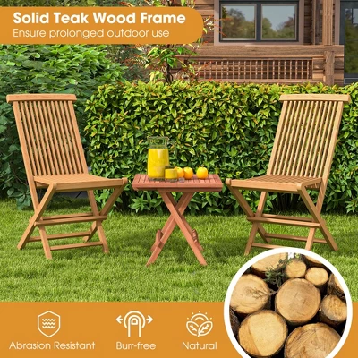 Costway 2 PCS Patio Folding Chair Teak High Back Dining Slatted Seat Portable Outdoor 6 Costway 2 PCS Patio Folding Chair Teak High Back Dining Slatted Seat Portable Outdoor - Image 4