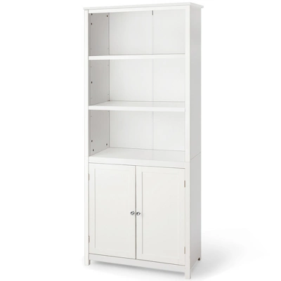 Costway Bookcase Shelving Storage Wooden Cabinet Unit Standing Bookcase W/Doors Gray/White 13 Costway Bookcase Shelving Storage Wooden Cabinet Unit Standing Bookcase W/Doors Gray/White - Image 11