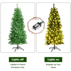 Costway 5/6/7 Ft Pre-lit Artificial Pencil Christmas Tree Hinged Fir PVC Tree With 150/250/350 LED Lights -Costway GUEST 1b66d71d 696a 4011 8b34 a2fe2eb440c6