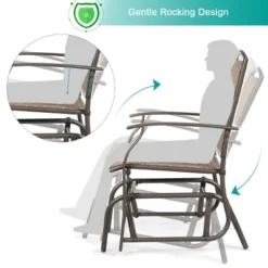 Costway 3PCS Patio Bistro Furniture Set Rocking Glider Chair Glass Table -Costway GUEST 1bc5ce84 e59e 47b8 a656 88a3b283504f