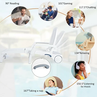 Costway Patio Lounge Chair Chaise Adjust Recliner Weather Resistant Wheel 8 Costway Patio Lounge Chair Chaise Adjust Recliner Weather Resistant Wheel - Image 6