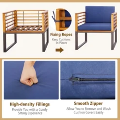 Costway 3pcs Patio Acacia Wood Bistro Conversation Cushioned Chair & Table Set Outdoor 13 Costway 3pcs Patio Acacia Wood Bistro Conversation Cushioned Chair & Table Set Outdoor -Costway GUEST 1c0474bf fed6 4a4e aa88 5e6acc69ac52