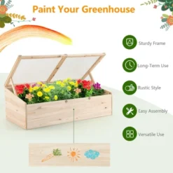 Costway Wooden Cold Frame Greenhouse Flower Planter Raised Plants Bed Protection -Costway GUEST 1c42fac0 c45b 4c8f a00d d7c3a194b29c 1