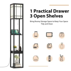 Costway Modern Standing Shelf Floor Lamp W/ 1 Power Outlet & 2 USB Ports For Living Room 15 Costway Modern Standing Shelf Floor Lamp W/ 1 Power Outlet & 2 USB Ports For Living Room -Costway GUEST 1c53d8b2 b20c 4761 8e6a 0e3061e0600f