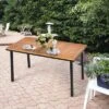 Costway 55'' Patio Rattan Dining Table Acacia Wood Table Top Umbrella Hole -Costway GUEST 1cb2f309 6c32 401b a7a6 e555d5bb03e1