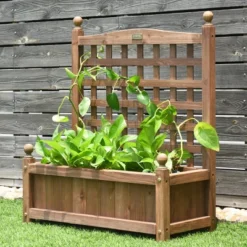 Costway 2 PCS Solid Wood Planter Box With Trellis Weather-Resistant 25"x11"x30" -Costway GUEST 1d11acbd 2d7e 4246 bfa3 62e0542333f7