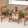 Costway Patio Acacia Wood Side Table 2-Tier Square End Table Porch Poolside Natural