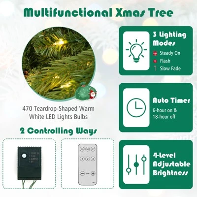 Costway 6 FT Pre-Lit Christmas Tree 3-Minute Quick Shape With Quick Power Connector Timer 8 Costway 6 FT Pre-Lit Christmas Tree 3-Minute Quick Shape With Quick Power Connector Timer - Image 6