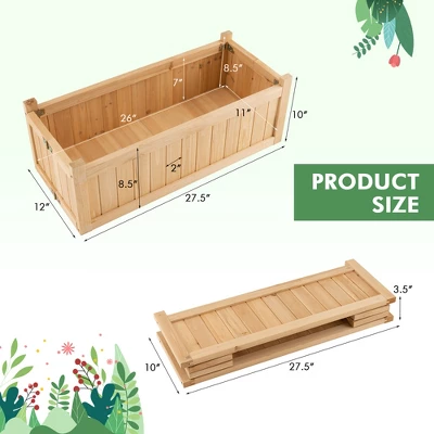 Costway Outdoor Wooden Planter Box Folding Raised Garden Plant Container W/Drainage Hole 6 Costway Outdoor Wooden Planter Box Folding Raised Garden Plant Container W/Drainage Hole - Image 4