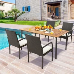 Costway Patio Rectangular Acacia Wood Dining Table With 1.9''Umbrella Hole Indoor&Outdoor -Costway GUEST 1d830ea1 da41 4666 9fdb 8c99cd66b19c