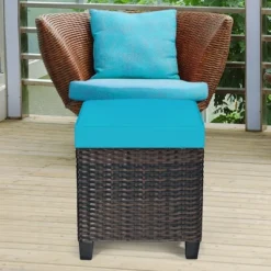 Costway 2PCS Patio Rattan Ottoman Cushioned Seat W/ Foot Rest Turquoise 13 Costway 2PCS Patio Rattan Ottoman Cushioned Seat W/ Foot Rest Turquoise -Costway GUEST 1d85fa1b e6b6 4530 868c 8700272c3750