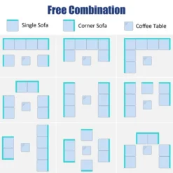 Costway 7PCS Patio Rattan Furniture Set Sectional Sofa Garden Black Cushion -Costway GUEST 1e74daa4 73b3 40dc bd81 90c58a4ffd39