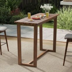 Costway 59 Inch Outdoor Bar Table With Slatted Top Rectangular Pub Table For Hot Tub -Costway GUEST 1ea9a364 d946 4f7b 9bf1 46aea191a0b0