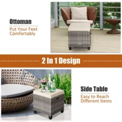Costway 2PCS Patio Rattan Cushioned Ottoman Seat Foot Rest Table 18 Costway 2PCS Patio Rattan Cushioned Ottoman Seat Foot Rest Table -Costway GUEST 1ebff116 006c 4370 8734 34b17b859c9d