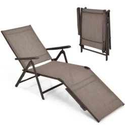 Costway Patio Folding Chaise Lounge Chair Outdoor Portable Reclining Lounger Beach BlackBrownGrey -Costway GUEST 1efa4bdf 4618 40be af01 614b5c47fcf6