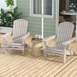 Costway Folding Adirondack Chair Set Of 1/4 With High Backrest & Wide Armrests Wooden Grey -Costway GUEST 1f2ccdb0 e0a7 4870 93d1 8cc3e928abdf