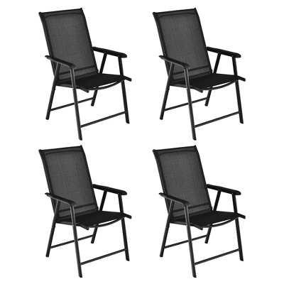 Costway 4PCS Patio Folding Dining Chairs Portable Camping Armrest Garden Black 4 Costway 4PCS Patio Folding Dining Chairs Portable Camping Armrest Garden Black - Image 2