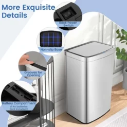 Costway 13.2 Gallon Step Trash Can Stainless Steel Airtight Garbage Bin For Home Kitchen -Costway GUEST 1f6606c0 0e66 45aa 976f f95dc534ddbd