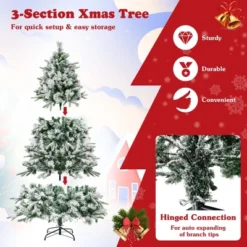 Costway 6/7 FT Pre-Lit Flocked Christmas Tree Hinged Xmas Decoration With 250/300 LED Lights -Costway GUEST 1f6b3e28 5eaa 428b a7e3 f57eac372e54