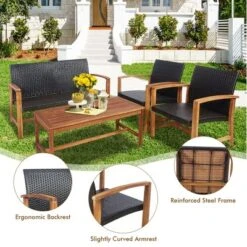 Costway 8PCS Outdoor Patio Rattan Furniture Set Acacia Wood Frame Sofa Loveseat Garden -Costway GUEST 1fc62400 7e82 4f58 9199 51a93e3f4fc2
