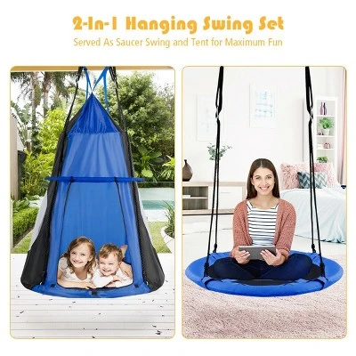 Costway 40'' Kids Hanging Chair Swing Tent Set Hammock Nest Pod Seat 9 Costway 40'' Kids Hanging Chair Swing Tent Set Hammock Nest Pod Seat - Image 7