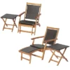 Costway 4PCS Patio Rattan Folding Lounge Chair Table Acacia Wood WithRetractable Footrest -Costway GUEST 20361819 7b4c 4c50 8b73 49964320dcd9