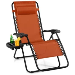 Costway Folding Zero Gravity Reclining Lounge Chairs Beach Patio With Utility Tray Orange 19 Costway Folding Zero Gravity Reclining Lounge Chairs Beach Patio With Utility Tray Orange -Costway GUEST 20ebf299 f28d 42a7 b677 1ecd56b799ed