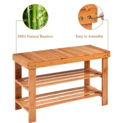 Costway 3 Tier Bamboo Shoe Rack Bench Storage Shelf Organizer Entryway Home Furni -Costway GUEST 2115d6b5 85f9 4e02 a4df 495e5ff58db5