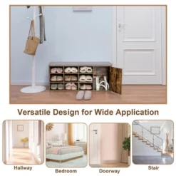 Costway Shoe Bench W/Padded Cushion 9-cube Adjustable Storage Shoe Rack Rustic Brown 17 Costway Shoe Bench W/Padded Cushion 9-cube Adjustable Storage Shoe Rack Rustic Brown -Costway GUEST 212026e9 4d35 4a52 8027 a005b0e385b7