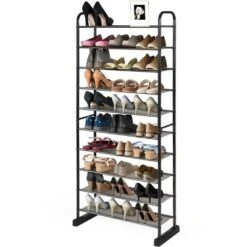 Costway 10-Tier Shoe Rack Space-saving Shoe Organizer W/Metal Frame Shoe Tower 18 Costway 10-Tier Shoe Rack Space-saving Shoe Organizer W/Metal Frame Shoe Tower -Costway GUEST 214ba80e 13ac 429c 9b9a 49acf9d014ec