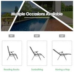 Costway Outdoor Foldable Reclining Padded Chair Aluminum Frame Adjustable -Costway GUEST 214d299a 9e72 42f9 ad38 08447558b467