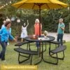 Costway Outdoor 8-person Round Picnic Table Bench Set With 4 Benches & Umbrella Hole Black/Grey/Green/White -Costway GUEST 21989e1a ed56 4d6d 828a 03344ae71200