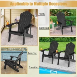 Costway Adirondack Chair HIPS Adirondack Chair With Cup Holder & Cushion Black/Green/Navy/Grey/White/Yellow -Costway GUEST 2217d904 613f 490b add5 be9a5da870f9
