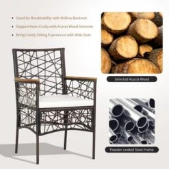 Costway 2pcs PE Wicker Patio Bistro Chairs Acacia Wood Armrests W/ Cushions Outdoor -Costway GUEST 2227007b af6f 42e3 b0e5 ea2aec4f49a9