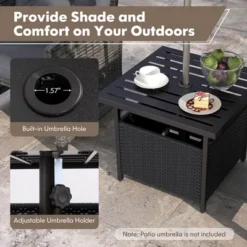 Costway Rattan Wicker Steel Side Table Outdoor Furniture Deck Garden Patio Pool Black/Gray/Brown -Costway GUEST 222942c9 92c3 4783 9c4d b8e0ecafb251