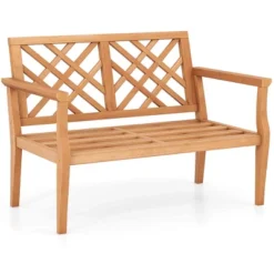 Costway 2-Person Outdoor Garden Bench With Comfy Armrests And Backrest Teak Wood 21 Costway 2-Person Outdoor Garden Bench With Comfy Armrests And Backrest Teak Wood -Costway GUEST 223e4049 a6f6 45fd a6ec a36fe0bd6c66