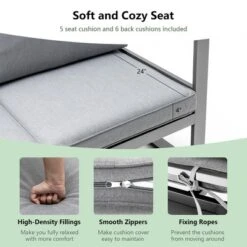 Costway 4PCS Patio Furniture Set Aluminum Frame Loveseat Coffee Table Cushions Deck Grey -Costway GUEST 223f1c05 c76e 493e 8bbe a1fe8aa89b2c