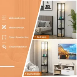 Costway Modern Standing Shelf Floor Lamp W/ 1 Power Outlet & 2 USB Ports For Living Room 18 Costway Modern Standing Shelf Floor Lamp W/ 1 Power Outlet & 2 USB Ports For Living Room -Costway GUEST 226364ef 1c05 40a6 bf22 ab77b5c04938