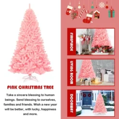 Costway 7.5Ft Hinged Artificial Christmas Tree Full Fir Tree New PVC W/ Metal Stand Pink 13 Costway 7.5Ft Hinged Artificial Christmas Tree Full Fir Tree New PVC W/ Metal Stand Pink -Costway GUEST 2274c450 9743 4ee7 927c edcb1aea7986