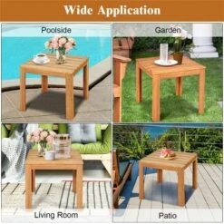 Costway 2PCS Wooden Square Side End Table Patio Coffee Bistro Table Indoor Outdoor Natural -Costway GUEST 22817ed3 878e 46fa b5eb 6a83345826d1