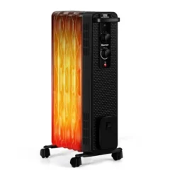 Costway 1500W Oil-Filled Heater Portable Radiator Space Heater W/ Adjustable Thermostat White Black -Costway GUEST 228838bd 51fb 4767 87b0 eee81e52c2fb