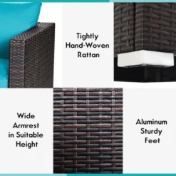 Costway 4PCS Patio Rattan Corner Sofa With Blue Cushion -Costway GUEST 22a88999 d79b 4710 8208 6191cf4e3f1f