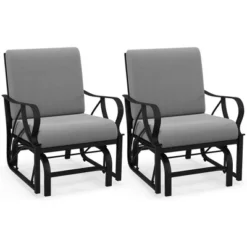 Costway 2 PCS Patio Rocking Chair With Cushion Heavy-Duty Metal Frame Smooth Glider Outdoor Black/Gray/Navy 22 Costway 2 PCS Patio Rocking Chair With Cushion Heavy-Duty Metal Frame Smooth Glider Outdoor Black/Gray/Navy -Costway GUEST 236b4aa7 75bd 4948 b900 574131ec7eea
