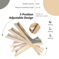 Costway Foldable Wood Beach Sling Chair 3-Position Adjustable Beech Chair W/Free Cushion 14 Costway Foldable Wood Beach Sling Chair 3-Position Adjustable Beech Chair W/Free Cushion -Costway GUEST 2379cf89 b4e0 4bb2 bf9b 9cc7951a947e