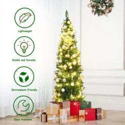 Costway 5'/6'/7'/8' /9' PVC Artificial Pencil Christmas Tree Slim Green 21 Costway 5'/6'/7'/8' /9' PVC Artificial Pencil Christmas Tree Slim Green -Costway GUEST 238323cd 63b8 4f17 8d61 59d67e6dac03
