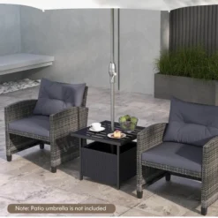 Costway Rattan Wicker Steel Side Table Outdoor Furniture Deck Garden Patio Pool Black/Gray/Brown -Costway GUEST 238604f7 567f 4992 b095 d5427057dec7