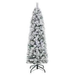 Costway 4.5 FT/6FT/7FT Pre-Lit Slim Christmas Tree Flocked Decoration With Pine Needles & Lights -Costway GUEST 23b03765 1872 4f12 b848 a1881a5bdd8f