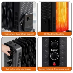 Costway 1500W Oil-Filled Heater Portable Radiator Space Heater W/ Adjustable Thermostat White Black -Costway GUEST 241b8f91 5c46 45e6 95af c19f15990f96