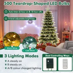 Costway 7 FT Pre-Lit Christmas Tree 3 Modes Hinged With Quick Power Connector & 500 Lights 14 Costway 7 FT Pre-Lit Christmas Tree 3 Modes Hinged With Quick Power Connector & 500 Lights -Costway GUEST 243bba14 5d51 4cc2 85ae 756a119fab08