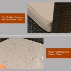 Costway 9PCS Patio Rattan Dining Set 8 Chairs Cushioned Acacia Table Top -Costway GUEST 243bdf23 9c7d 4892 ac6c f5992e31c27e